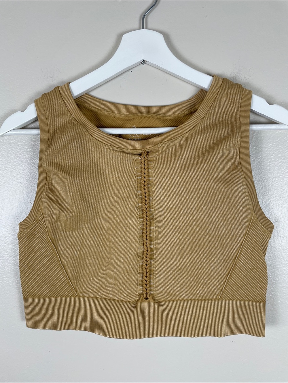 Crochet-Front Ribbed Tank Crop Top - XL